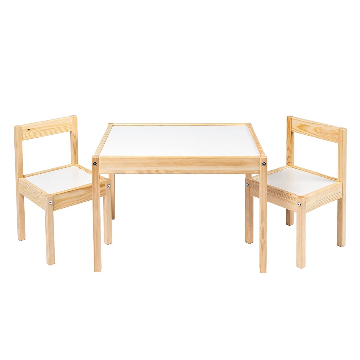 Ikea LATT-Children-s Table with 2 Chairs, White, Pine, Beige, SYNCHKG024411