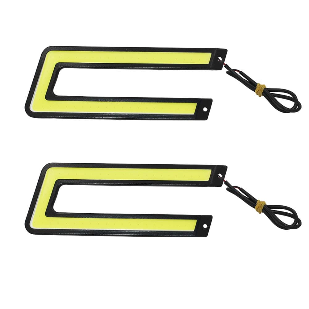 Yolu 2-Pack U Shape Universal Car Trucks Daytime Running Light, Super White COB 12V LED Lights Waterproof DRL Daylight Driving Light Lamp LED Fog Lights