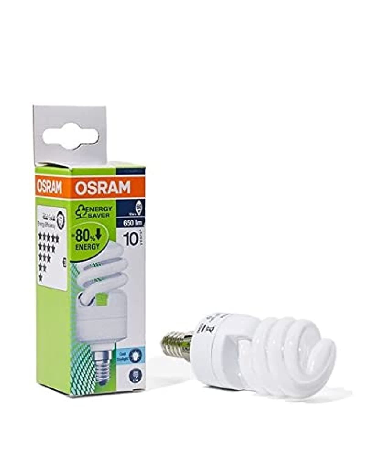 Osram Dulux Superstar Mini Twist Fluorescent 12W Screw Base E-14 Cool Daylight/6500k - 650lm White