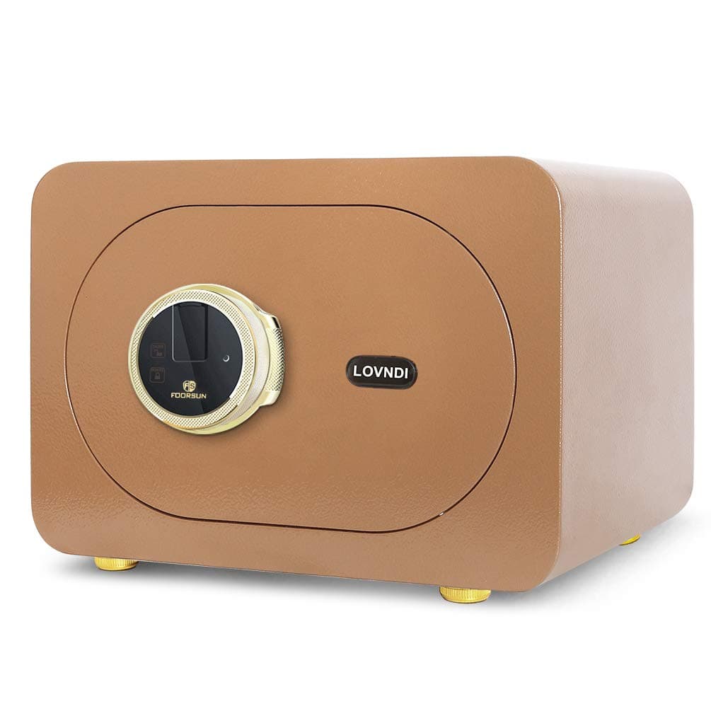 Security Safe Box 1.0 Cubic Feet, Biometric Safe Fingerprint Safes for Home Office, 15.7 x 11.8 x 10.6 inches, Gold