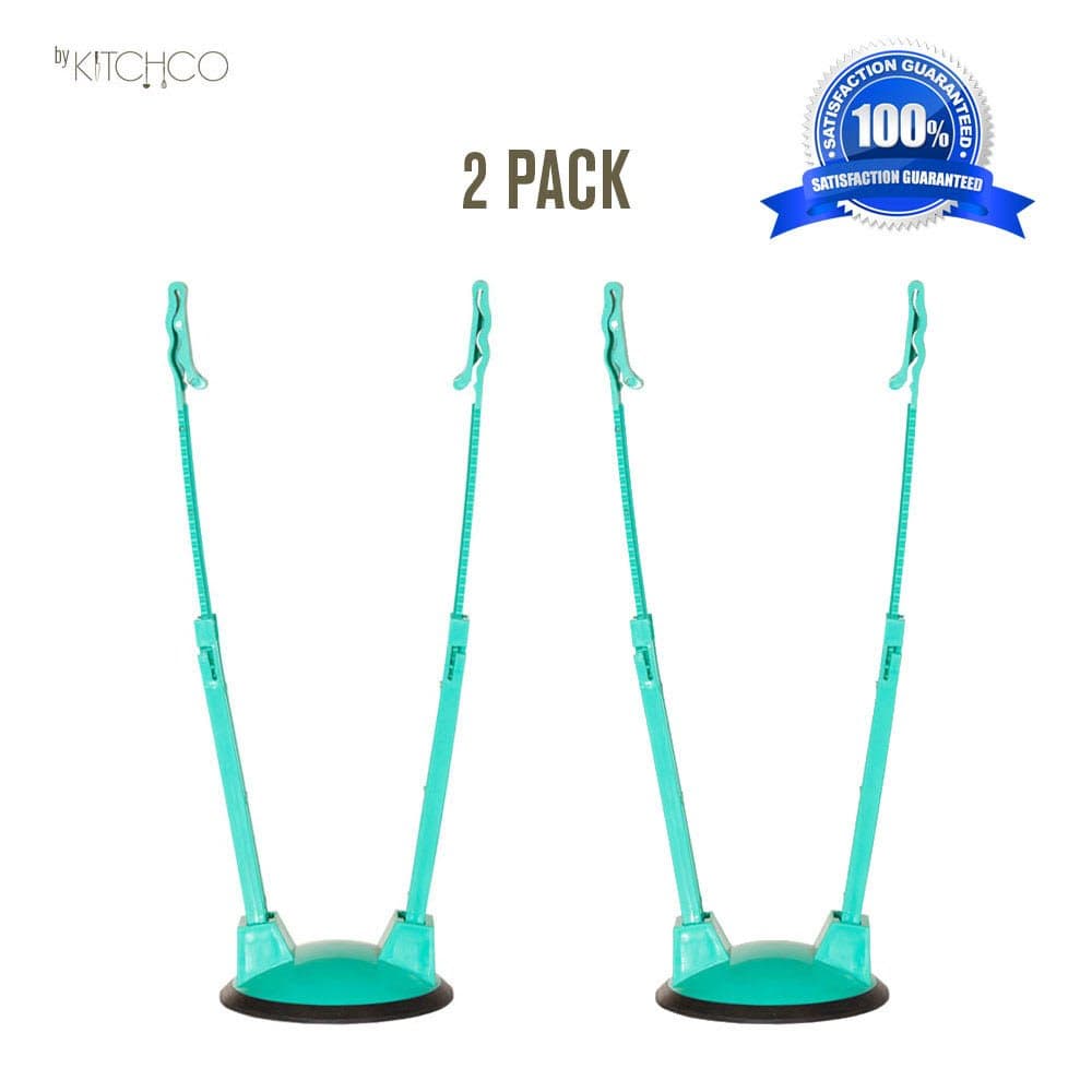 Kitchco Hands Free Baggy Rack (2 Pack) Aqua Color - Hands Free Ziplock Bag Holder -Works on Any Size