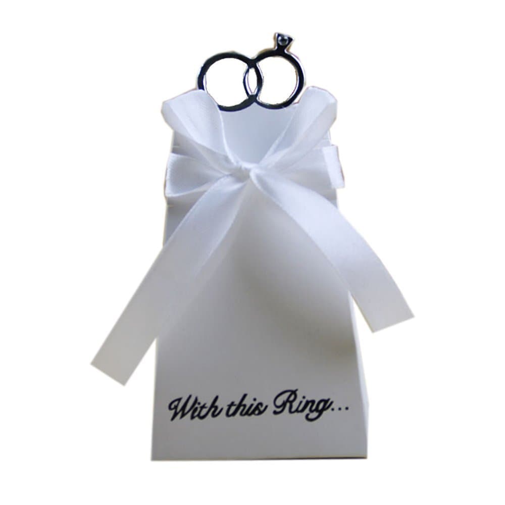 SUxian Approx. 100 Pcs Diamond Ring Style Wedding Favor Boxes Gift Box Candy Box (White)