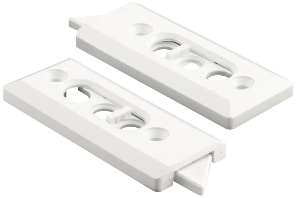 Prime-Line F 2728 Tilt Latch Pair, White Plastic Construction, Spring-Loaded, 2-1/8 In. Hole Centers (1 Pair)