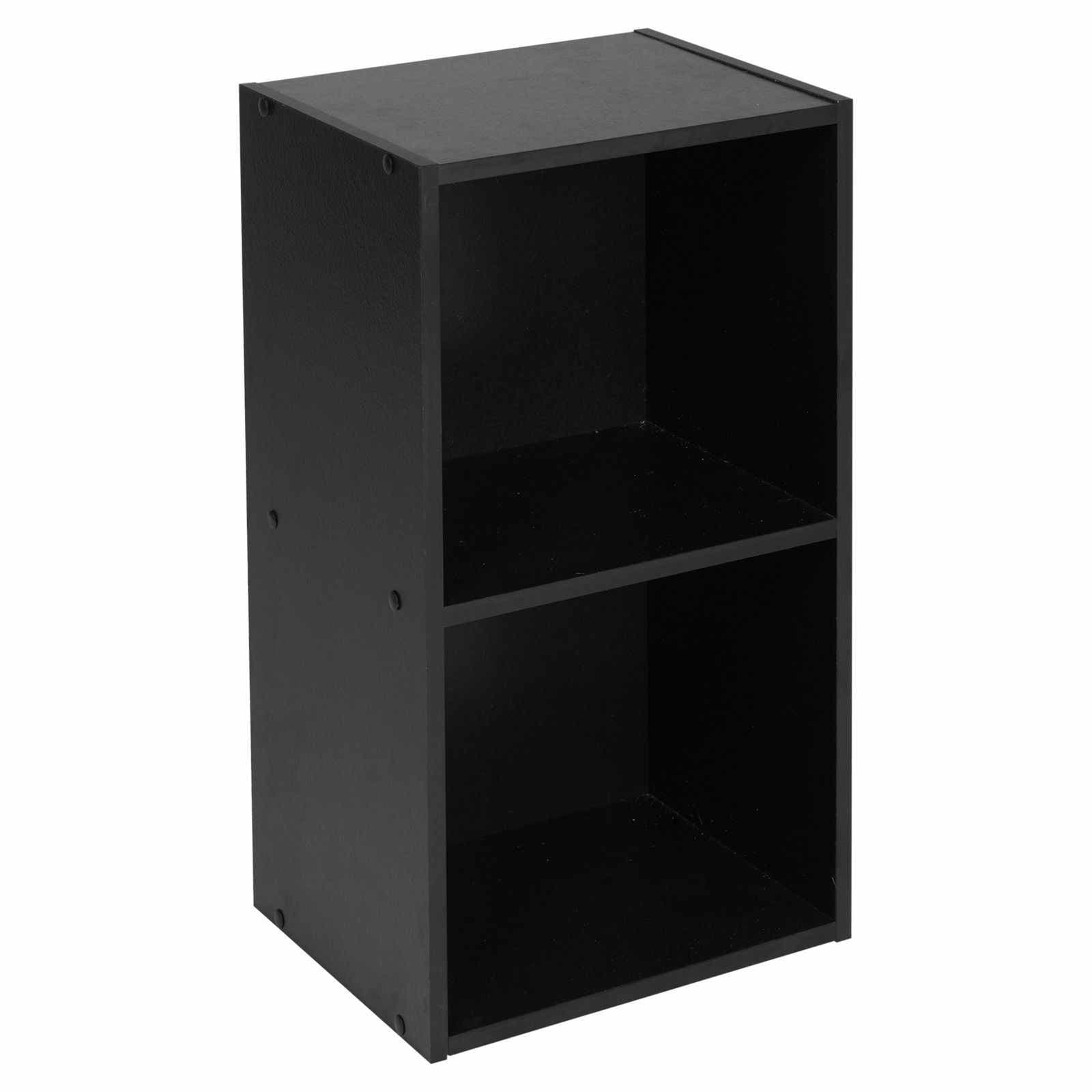 2, 3, 4 Tier Standing Shelf Shelves Storage Bookcase CD/DVD Organizer Black Home Office Furniture (2 Tier)