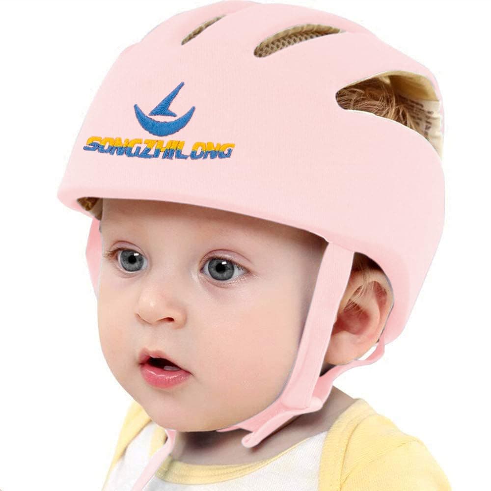 Adjustable Baby Head Protector, Baby Helmets for Crawling Walking Lightweight Safety Infant Helmet Jumping Running Breathable Hat Infant Essentials Toddler Helmets 6-24 Months (Pink)