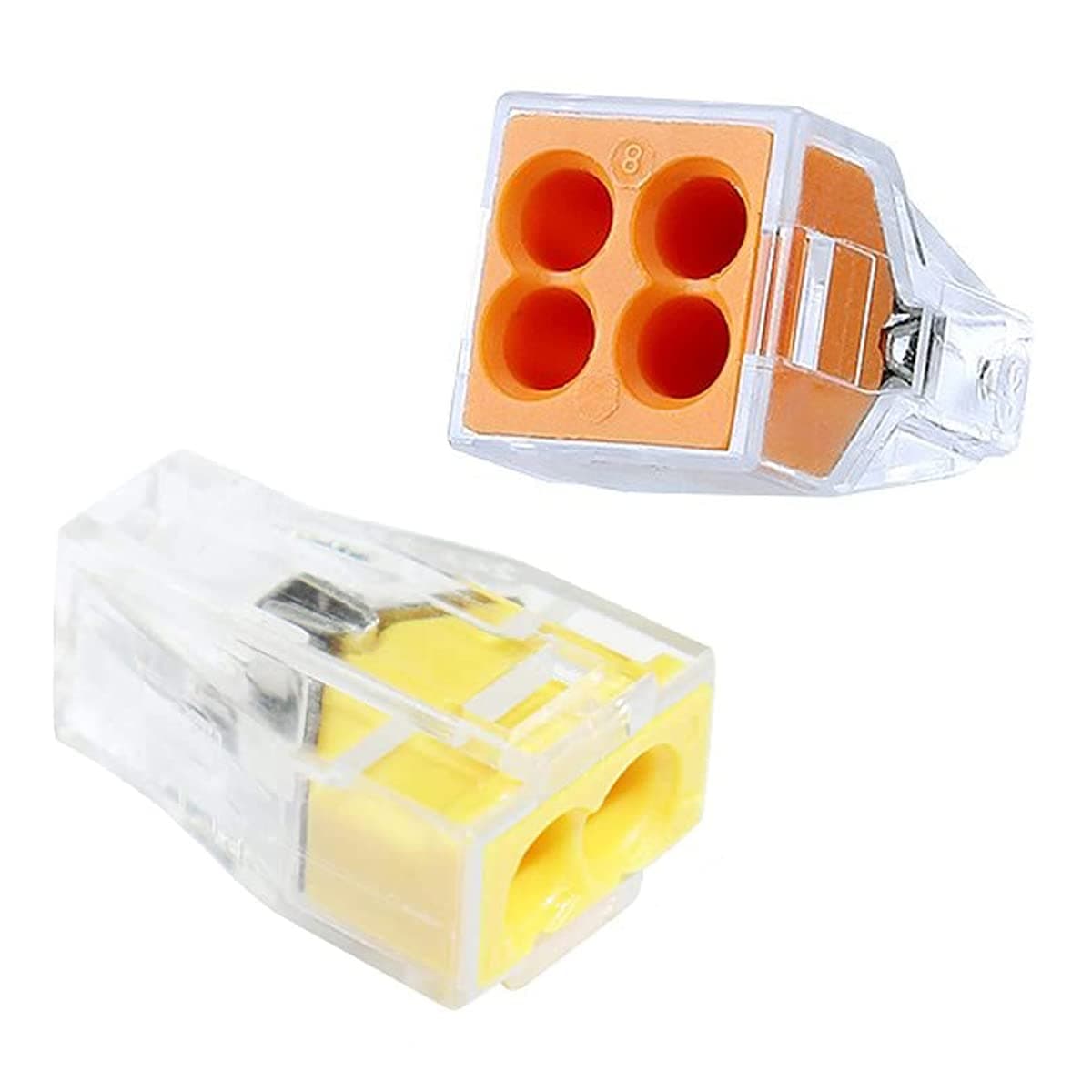 100PCS Push-in Wire Connector 20-12AWG Wire Nuts Splice Terminal- 2Port-50PCS and 4Port-50PCS