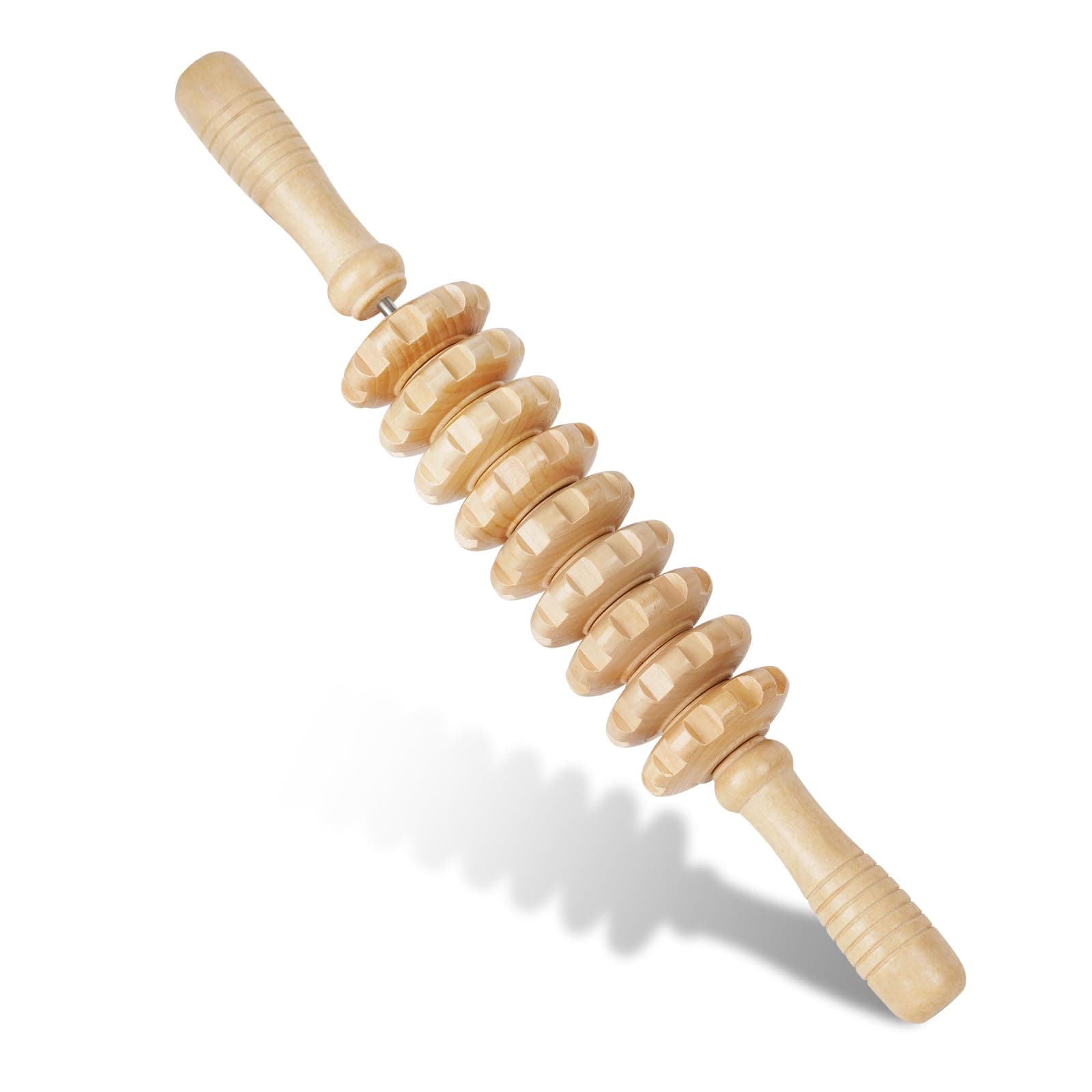 Liitrton Manual Wooden Fascia Massage Roller Trigger Points for Release Cellulite Sore Muscle Blasting (Wood)