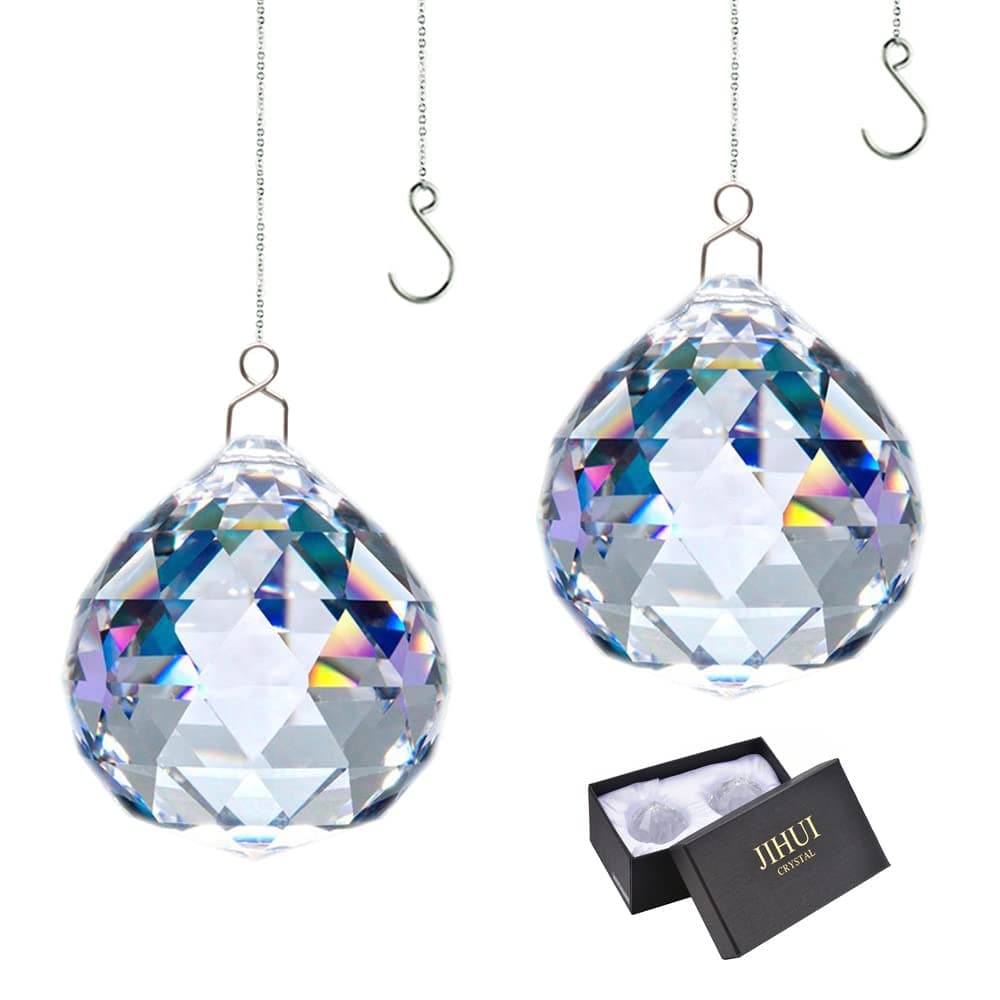 Suncatcher Crystals Ball Prism Window Rainbow Maker with Chain for Easy Hanging 40 mm 2 Pack