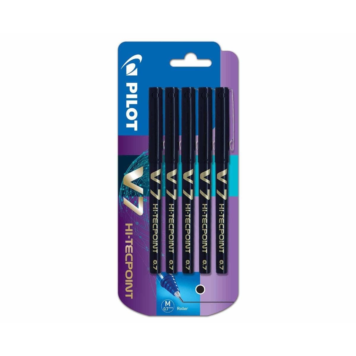 V7 0.7 Mm Liquid Ink Rollerball Pen - Black (Pack of 5)