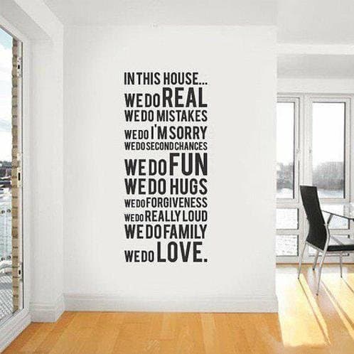 In This House We Do Real Fun Love Quote Wall Decal Art Home D¨¦cor Bedroom Wall Sticker