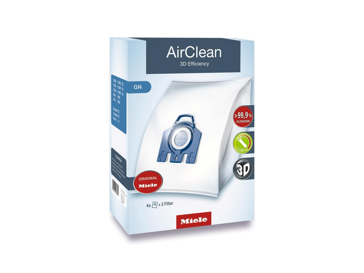 10123210 AirClean 3D Efficiency Dust Bag, Type GN, 4 Bags & 2 Filters