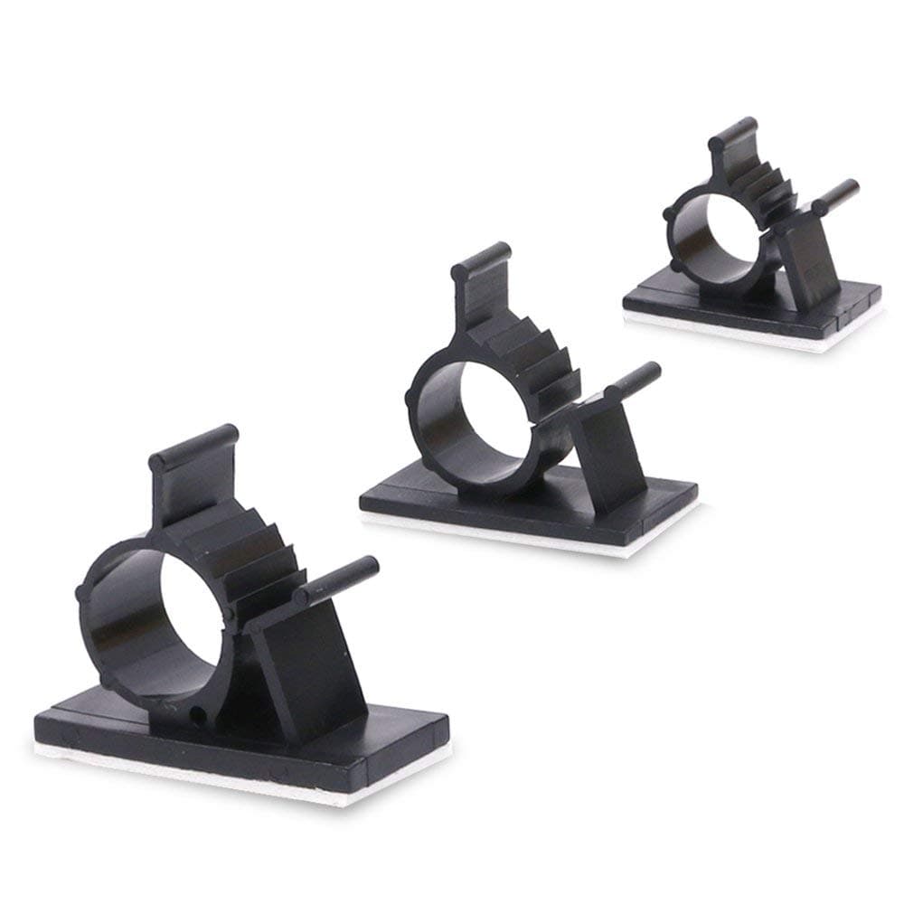 Rustark 100Pcs 3 Sizes Adjustable Multipurpose Self-adhesive Cable Clips Wire Clamps Cord Holders Cable Organizers for Cord Management