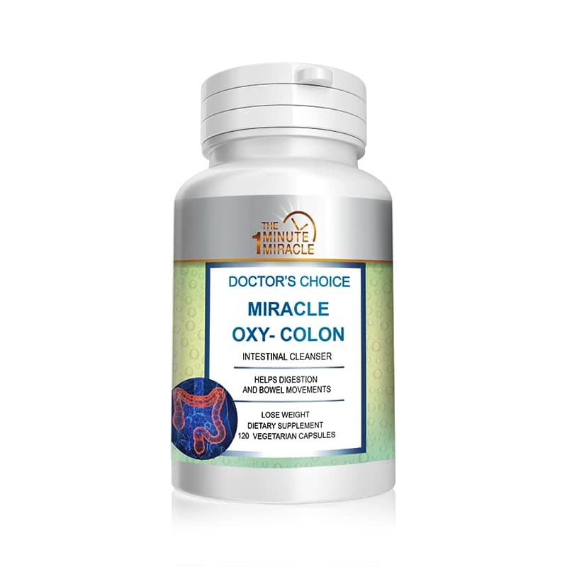 Miracle Oxy-Colon Intestinal Cleanser & Total Body Detox - Constipation Relief for Women & Men, Magnesium Oxide. Relieves Occasional Constipation and Bloating. 120 Capsules