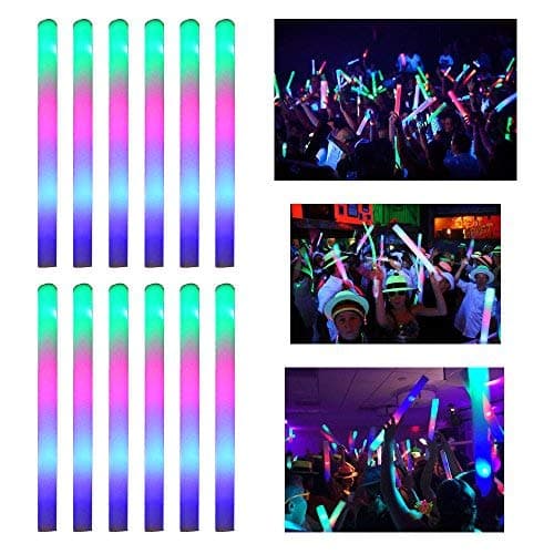 LifBetter 12 PCS LED Foam Glow Sticks, Glow in The Dark Party Supplies for Wedding Birthday Party Decoration