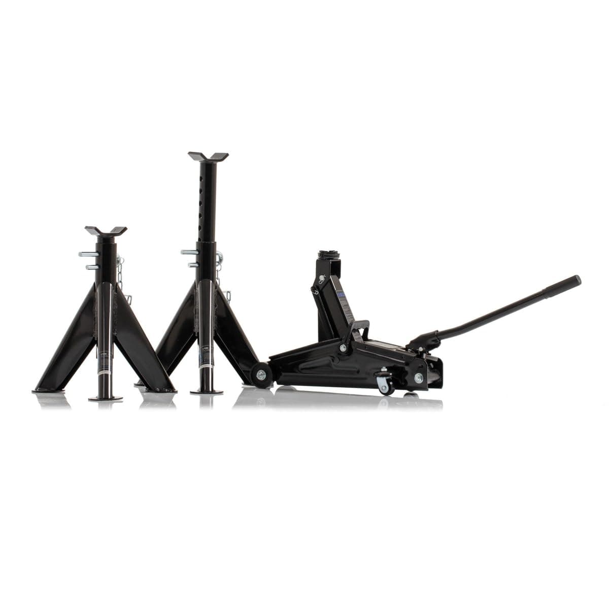 2 Tonne Hydraulic Trolley Jack & 3 Tonne Axle Stands Set, Steel SWB Car Jack