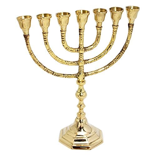 Seven Branches Brass Menorah - 10 Inches Height