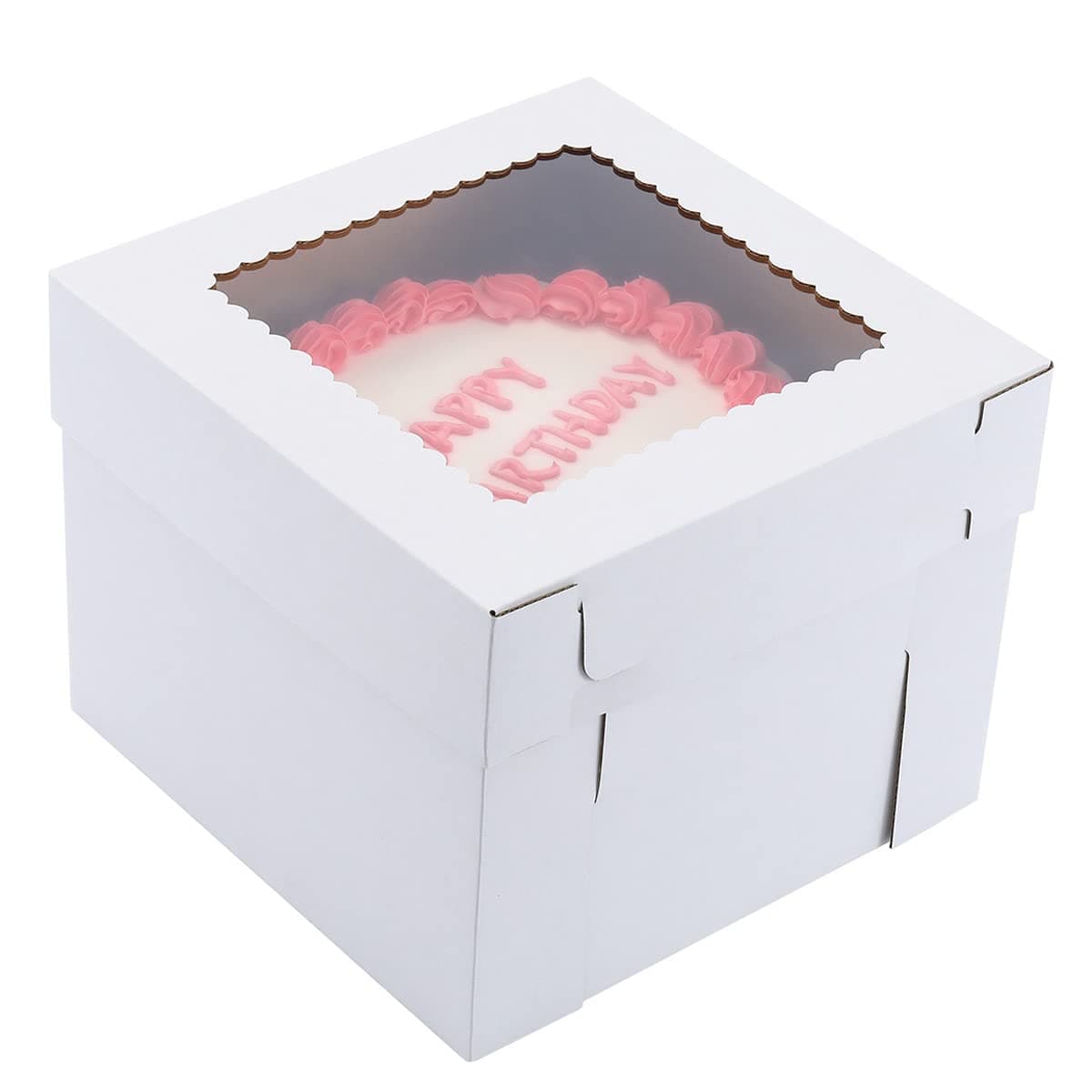 Tall Cake Boxes for Tier Cakes 14x14x12 Inch 2 Pack Wedding Cake Boxes,Sturdy Tall Bakery Boxes with Window,Layer Cake Carrier,Disposable Cake Containers
