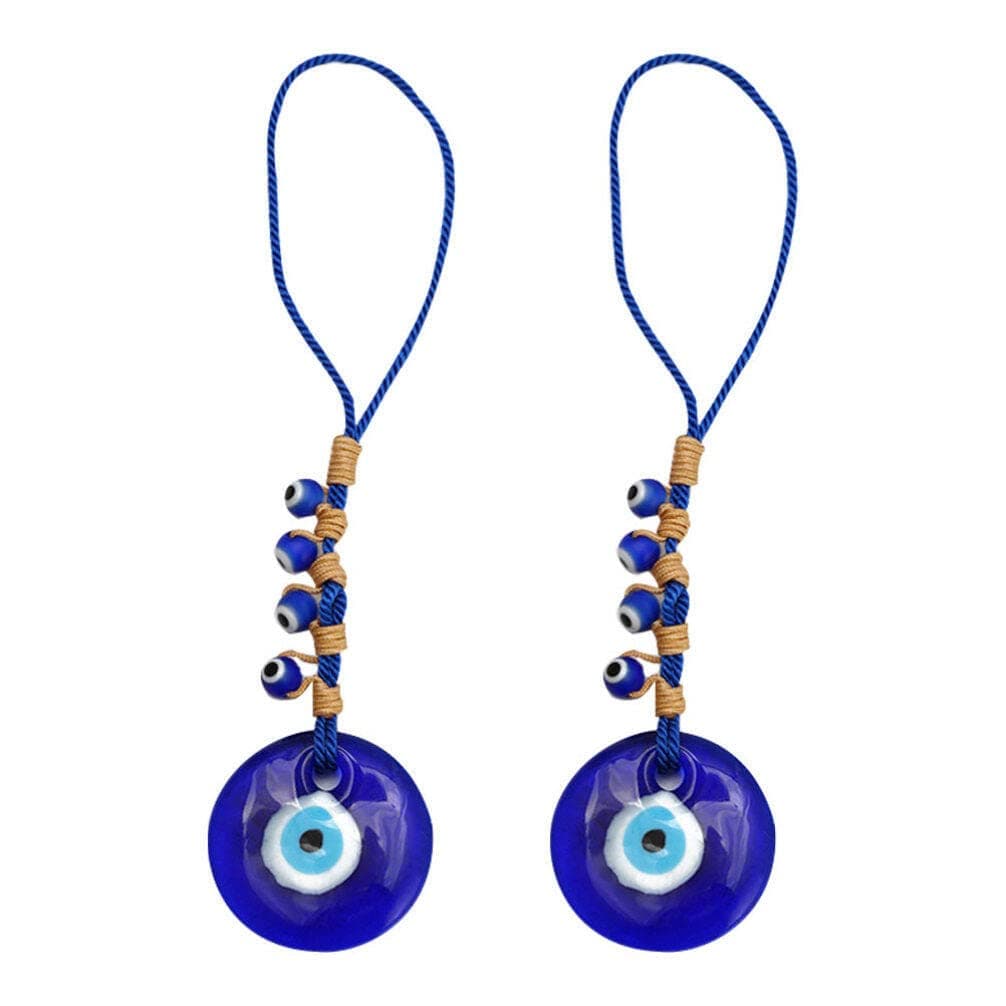 Gadpiparty 2pcs Blue Evil Eye Decor Hanging Turkish Nazar Bead Pendant Decorative Lucky Turkish Eye Keychain Feng Shui Hanging Decoration for Home Office Car
