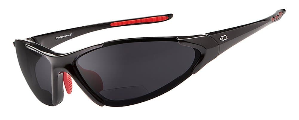Dual Eyewear S5 Sunglasses: +2.5 Power Magnification; Black Frame/Smoke Lens