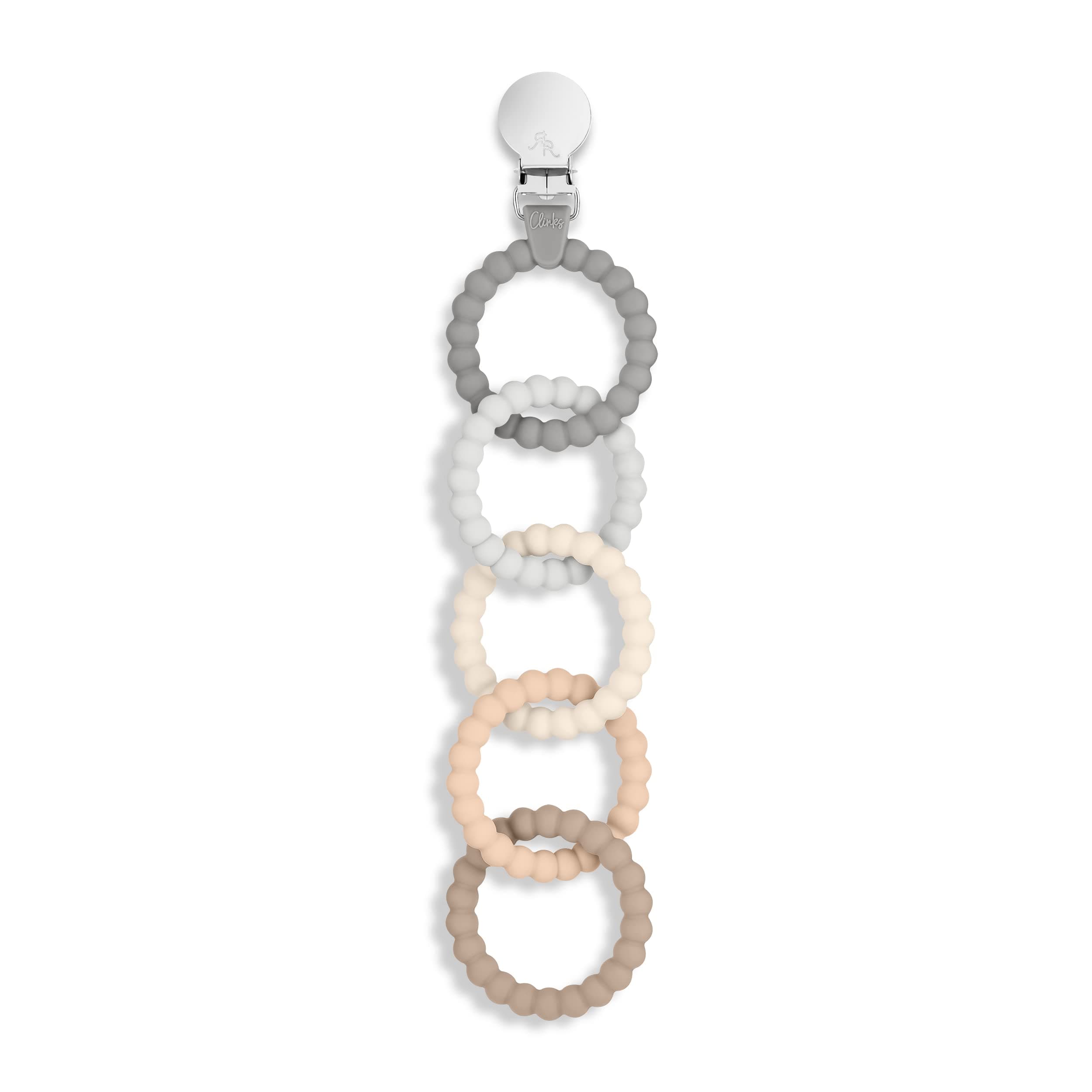 Ryan & Rose Cutie Clinks Attachable Teether Chew Toy for Babies (Neutral)