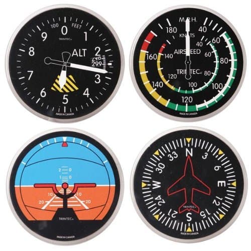 Trintec Aviation Iinstrument Coasters - ROUND/CLASSIC SET