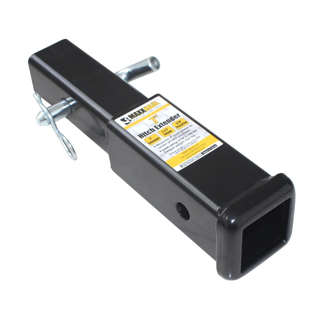 MaxxHaul 50833 2 x 2 inch Trailer Hitch Receiver Extender 7 inch Hitch Extension Length 3500 Lbs GTW