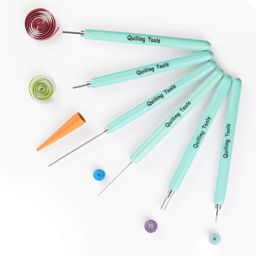 MDLUU Paper Quilling Tools with Storage Case, 5 Pieces Quilling Slotted Tools, 1 Piece Quilling Needle Pen for Paper Quilling Crafting, DIY Card Making Project