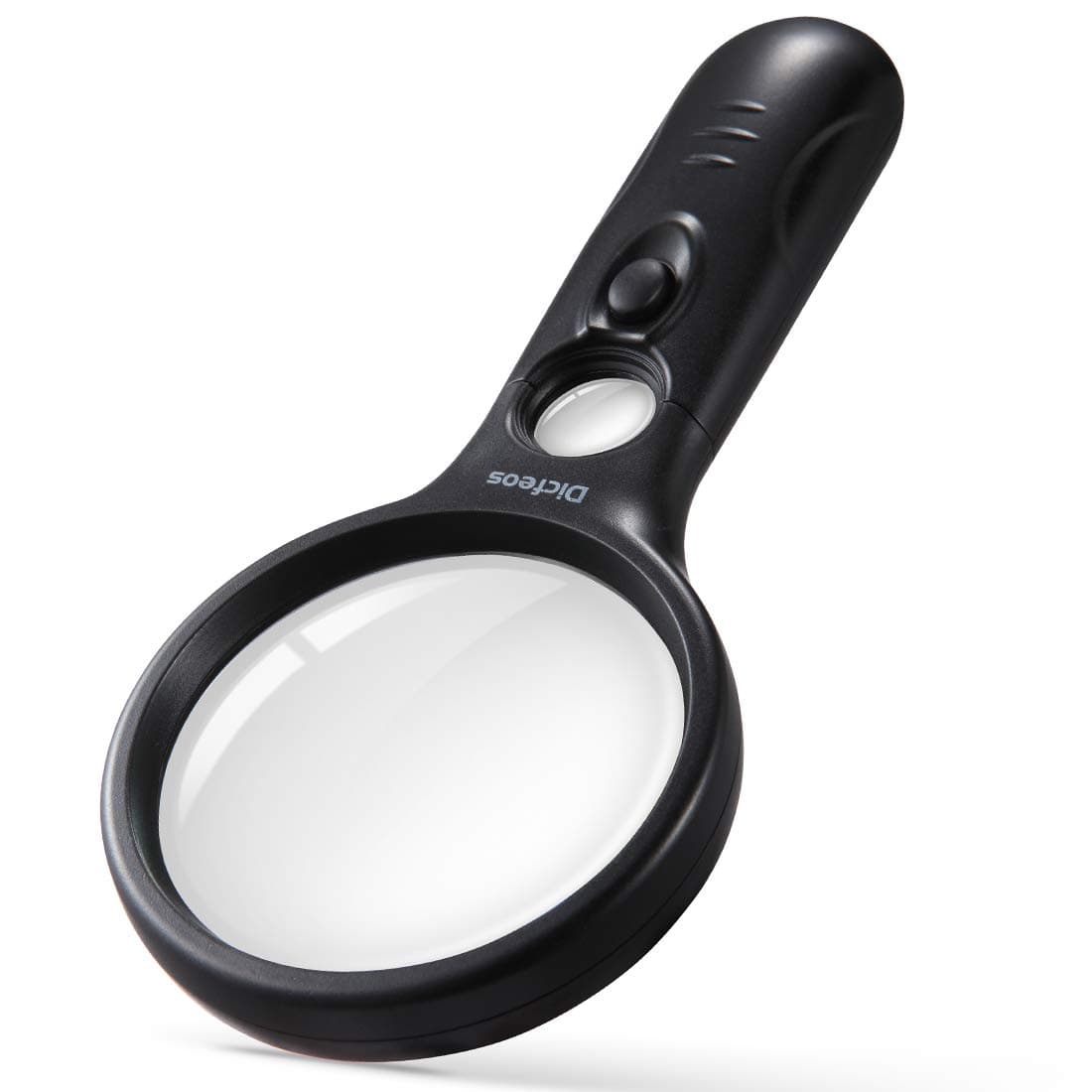 Dicfeos 3X/45X Magnifying Glass with 3 LED Book Light, 75mm Anti-Scratch Optical Grade Glass Lens, 4.1 Ounce Lightweight, Brings Fun for Kids and Elders (Black)