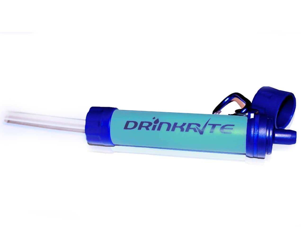 Drinkrite Personal Water Filter Straw Purifier with Locking Carabiner and Compass for Camping Backpacking and Prepper Survival Gear Removes 99.9% of Bacteria