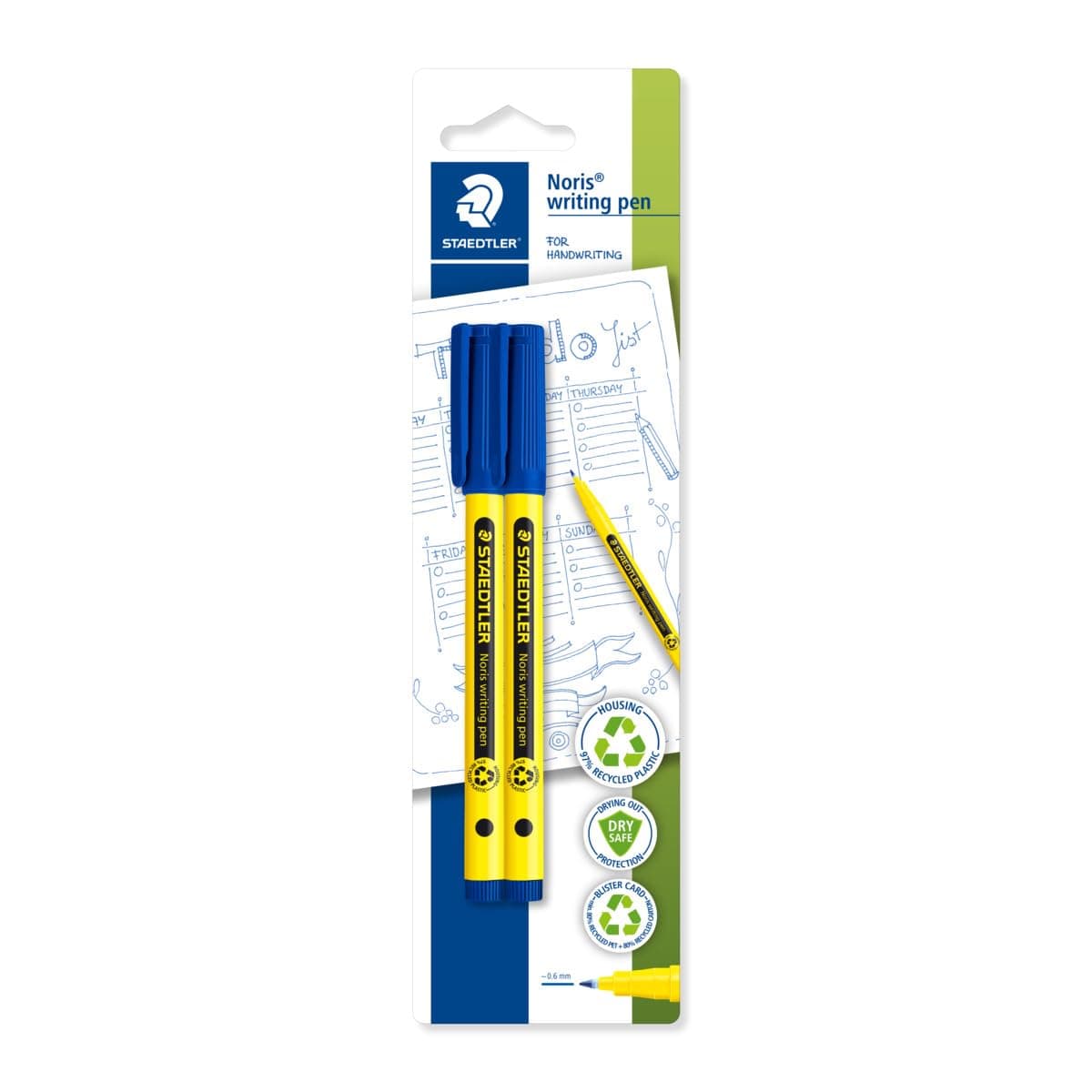 STAEDTLER 307-3 BK2 Noris Handwriting Pen - Blue (Pack of 2)