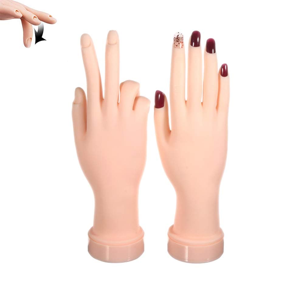 2Pcs Practice Hand for Acrylic Nails, Audio Nail Art Training Hand,Fake Hand for Nails Practice, Flexible Bendable Manicure Hand Practice Tool
