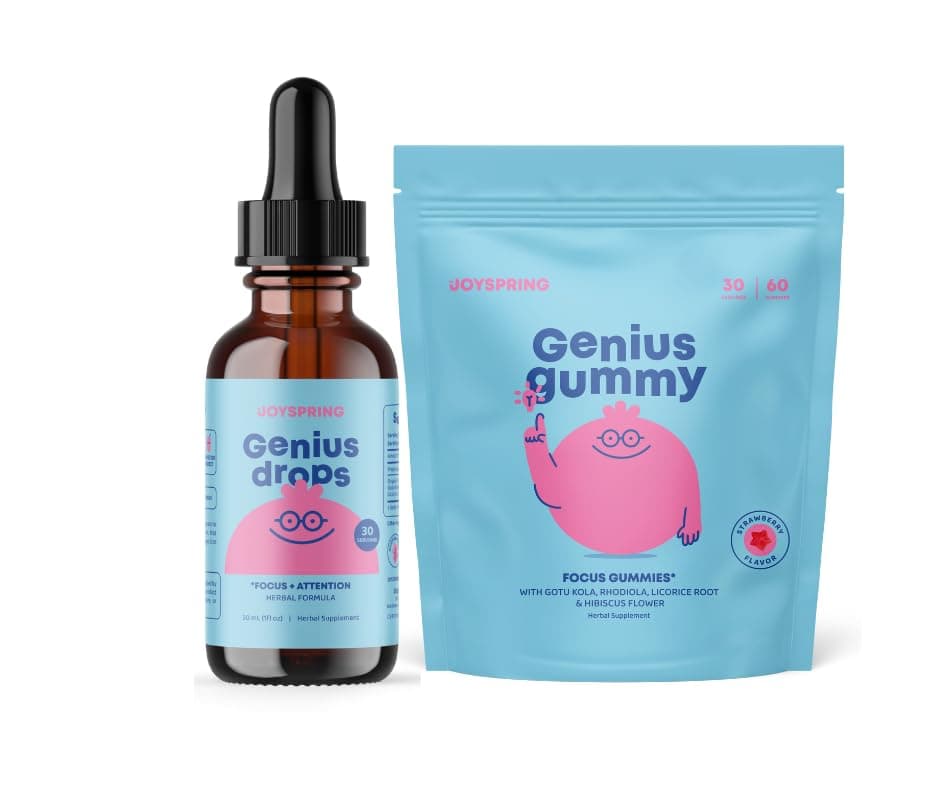 JoySpring Back to School Kit with Naturally Sourced Kids Vitamins | Non-Alcoholic, Sugar-Free Liquid Drops Formula | Vegan & Vegetarian Liquid Drops and Gummies Supplement