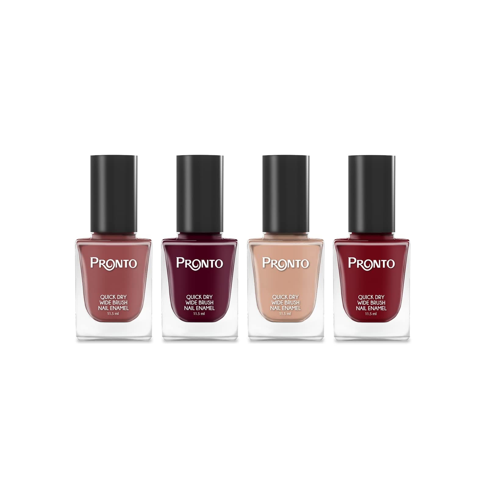 Pronto Collection – 4 Pieces Set: Long Lasting, Quick Dry, Mirror Shine Nail Polish – Hardener, Bright and Shiny Finish – (11.5 ml / 0.40 Fluid Ounces Each) (Wine and Nudes)