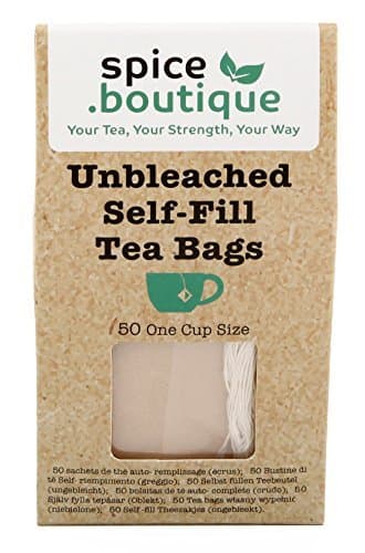 .boutique 50 Unbleached Paper Self Fill Teabags, One Cup Size 5x7cm, Plastic Free, spice.boutique