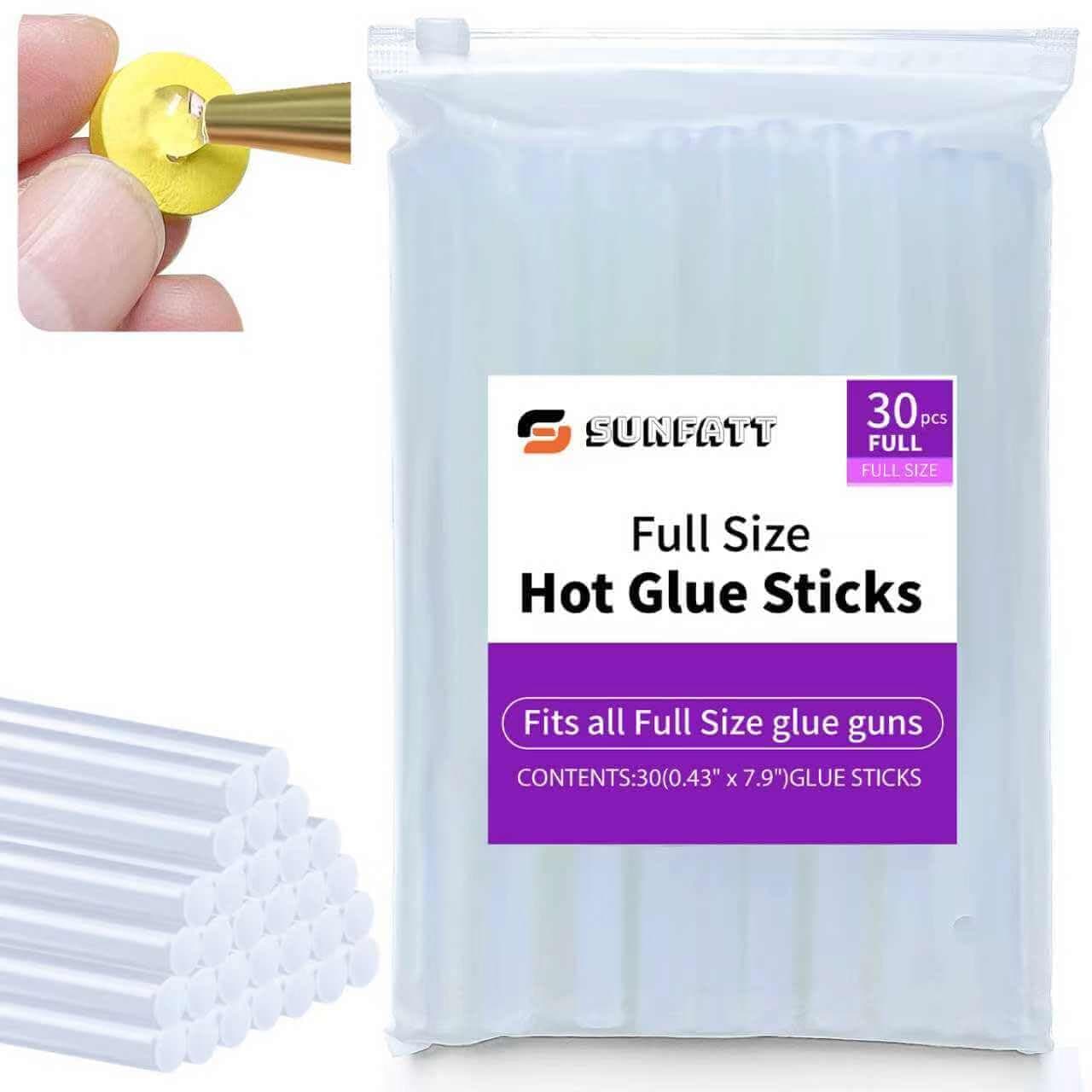 SUNFATT Full Size Hot Glue Sticks,(30 Pcs) 8" x 0.43" Glue Sticks Perfect for Hot Glue Gun,Easily Create and Bond Crafts on Wood,Plastic,Glass,Flowers,Fabrics,Foam,Jewellery.