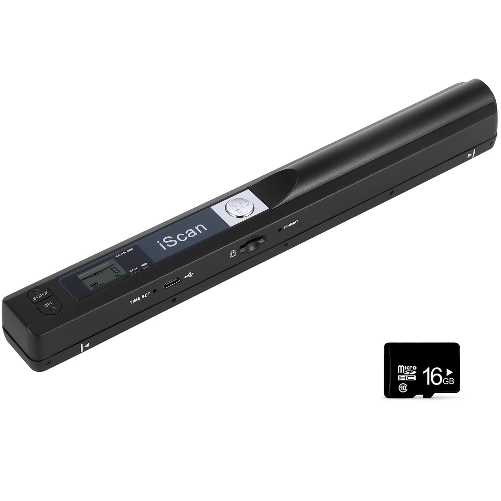 AOZBZ Portable Document Scanner Portable 900DPI Colour Image Scanner USB A4 (JPG/PDF Format Hi-Speed USB 2.0, Micro SD/TF Card Needed, But Not Included) (Scanner + 16GTF Card)