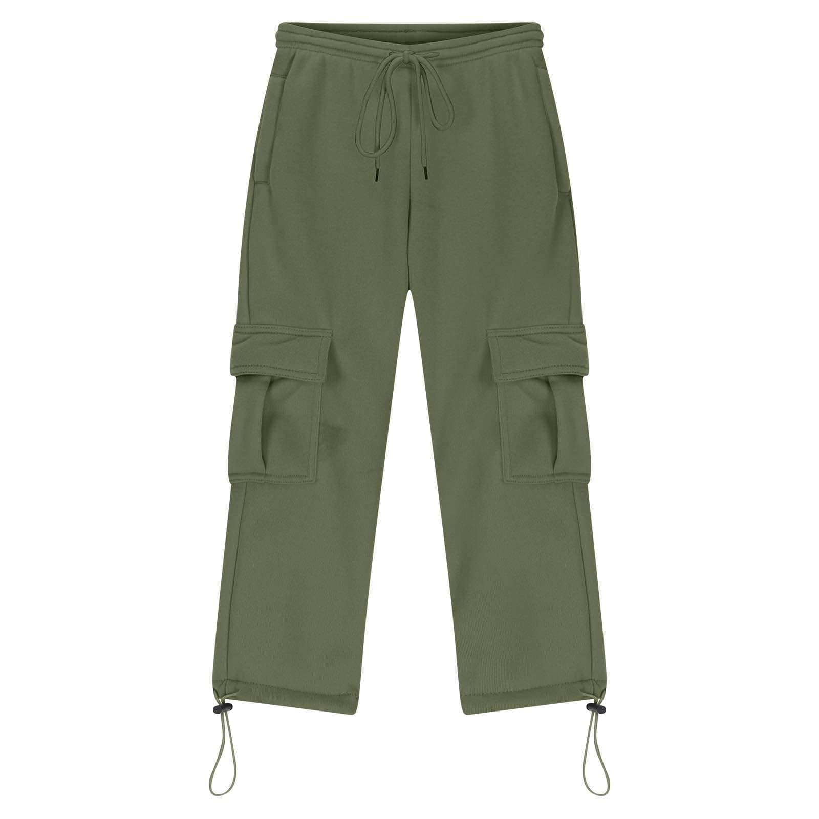 Boys' Open Bottom Fleece-Lined Sweatpants with Pockets High Elastic Waist Baggy Wide Straight Leg Pants 5-15 Years