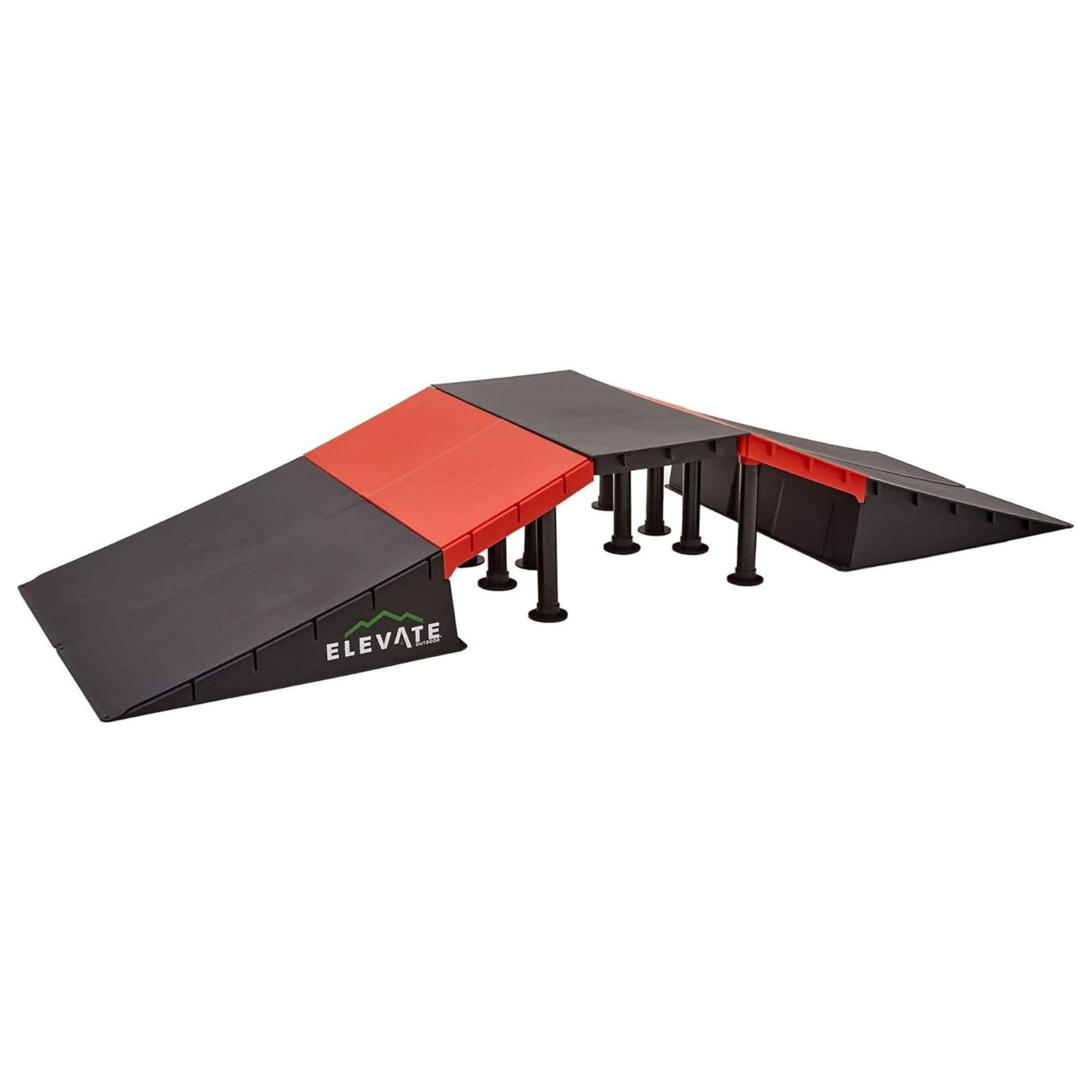 Elevate Outdoor Jumbo EZ-Link Ramp Set for Skateboard, Scooter, BMX Bike, and RC Car - Modular Heavy-Duty Plastic with Launch Ramps and Slopes for Trick Practice, 600 lb Capacity
