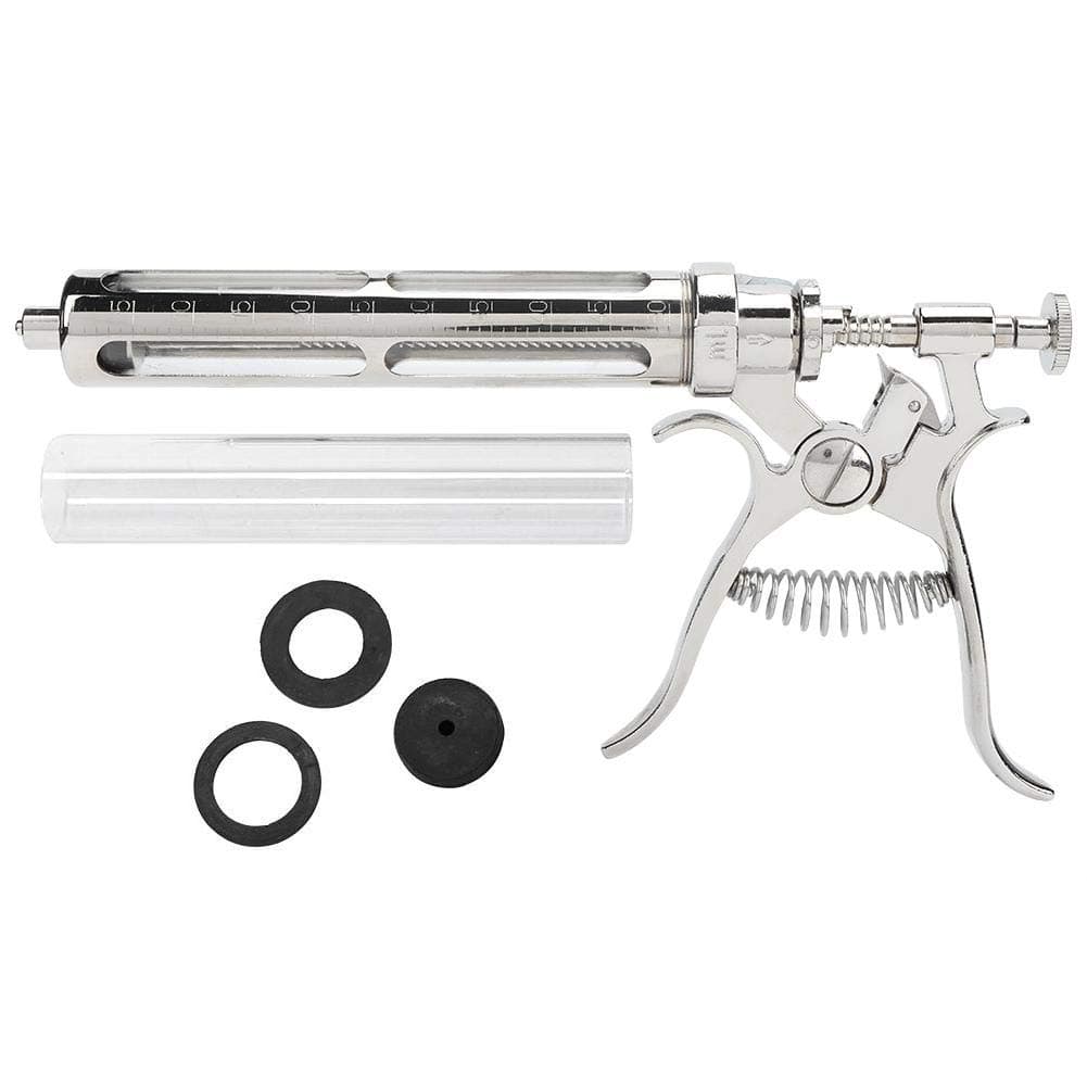 Syringe Veterinary - 50ml Stainless Steel Semi-Automatic Adjustable Continuous Syringe Veterinary Vaccine Injection Veterinary Equipment