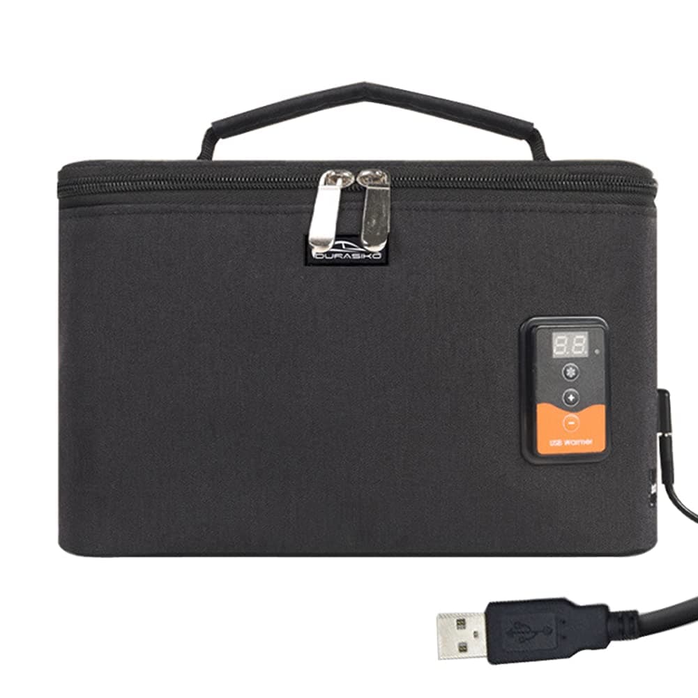 Portable USB Car Baby Bottle Warmer with Digital Display Screen,5V/20W Constant Temperature Milk Heater Bag,Heating Temperature Adjustable,Multi-Purpose Baby Bottle Warmer Bag