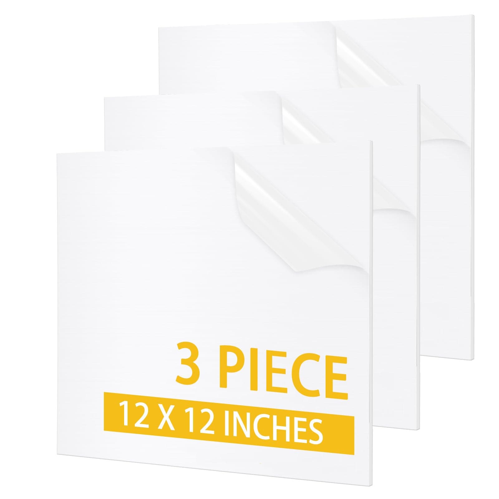3 Pack HDPE Plastic Sheets 12” x 12",Phiowocx 3mm(1/8") Thick High Density Polyethylene Boards,Solid HDPE Sheet,Plastic Boards Panel for DIY Projects Crafts Flat Panel Machining Home Decor(White)