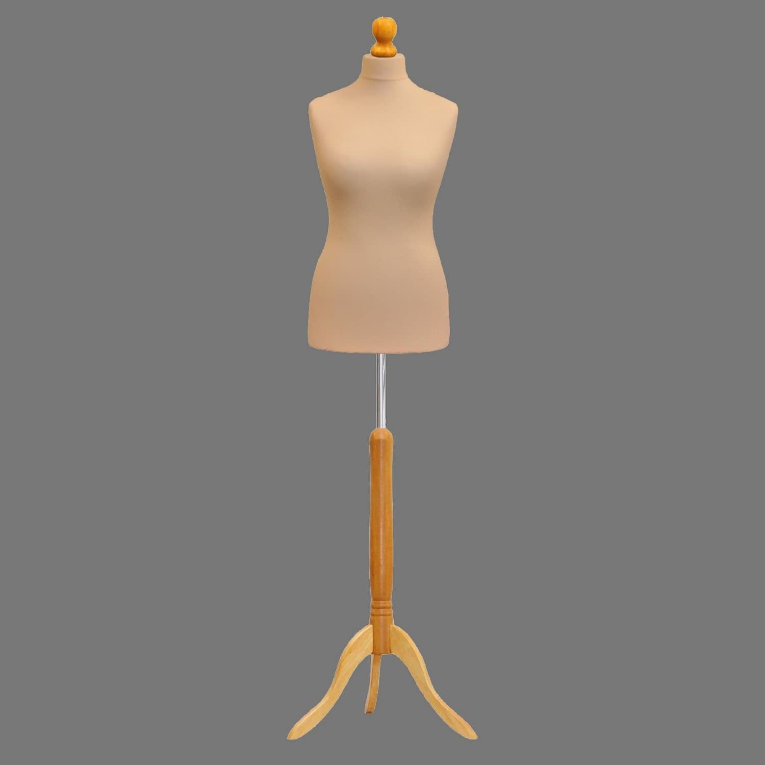H & H Traders Cream Female Tailors Mannequin Display Bust Dummy FOR Dressmakers Fashion Students With A Light Wood Base (Size 46/48, UK 18/20)