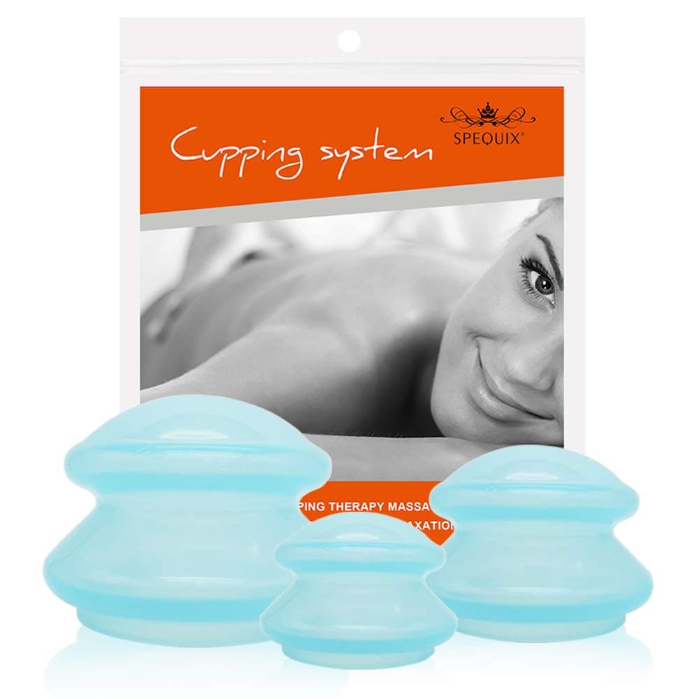 SPEQUIX Silicone Cupping Therapy Set (3 Sizes,3 Pieces) Anti-Slip Silicone Massage Cups Chinese Silicone Cups for Anti Cellulite, Increase Collagen,Weight Loss (Blue)