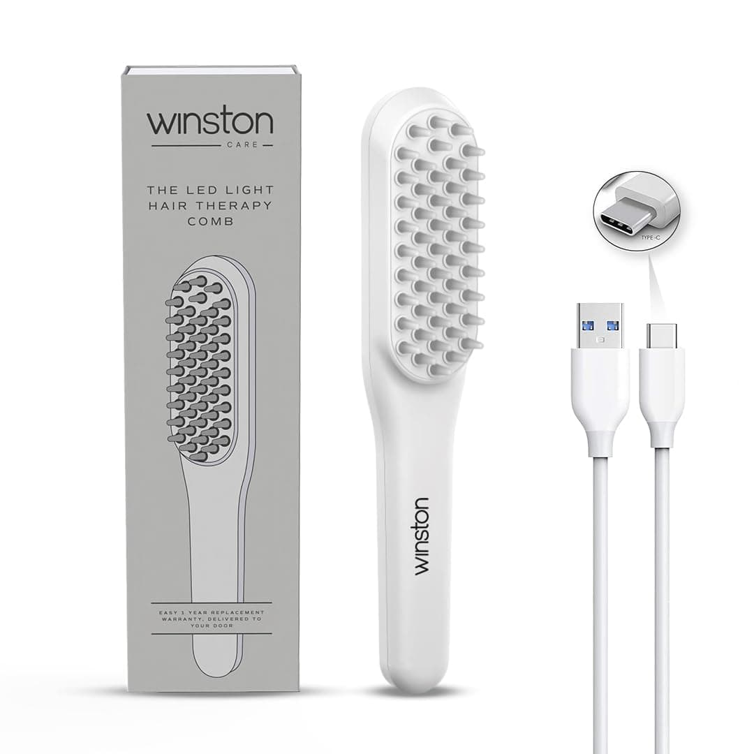 LED Hair Growth Comb with Red & Blue Light Therapy & Vibration Head Massager | Scalp Treatment, Hair Fall Control | Rechargeable Electric Detangler for Men & Women | All Hair Type | 1 Year