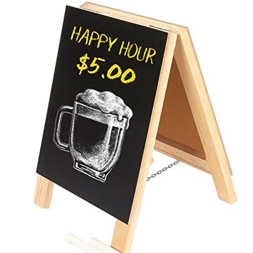 Tabletop Chalkboard Mini Wood Easel Sign 8 inch, Erasable Double-Sided Message Memo Board, Vintage Decor for Kitchen, Restaurant, Cafe, Bar, Table Numbers, Rustic BlackBoard Wedding, Party, Home