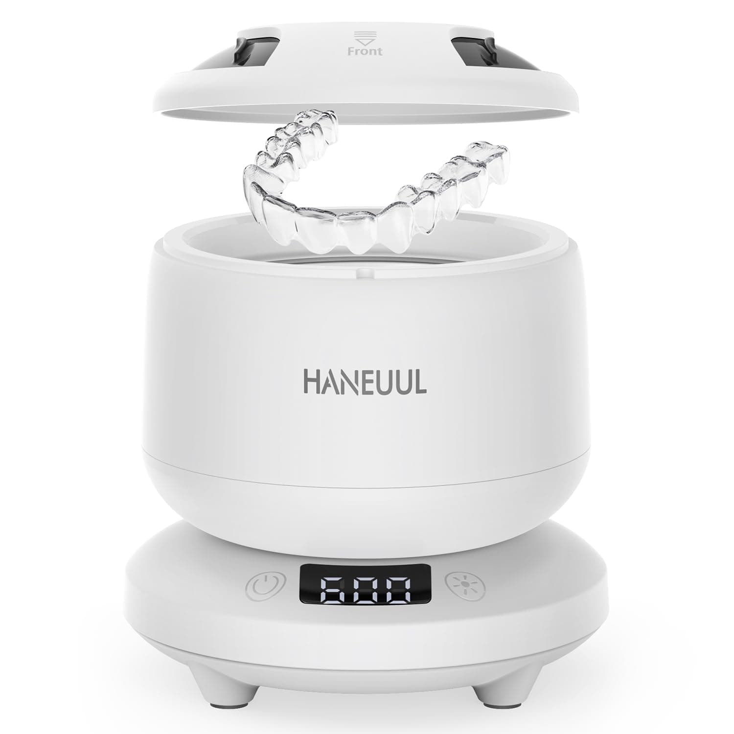 2025 Ultrasonic Retainer Cleaner for Dentures and Aligner, Durable Removable Base and Top Cover, Denture Cleaner Machine with 4 Modes for Mouth Guards, Jewelry, Rings, Etc (White)