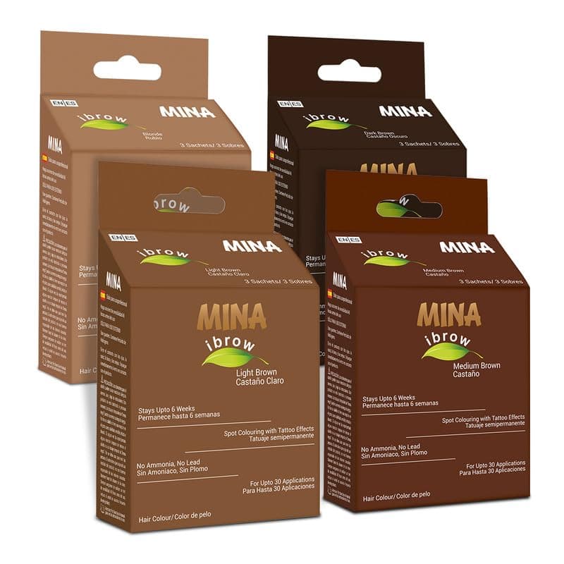 MINAibrow Henna Tint Kit Combo Set (Dark Brown, Medium Brown,Light Brown, Blonde)