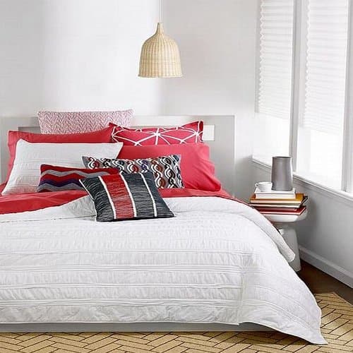 Bar lll Ruffle Quilted Standard Pillow Sham White