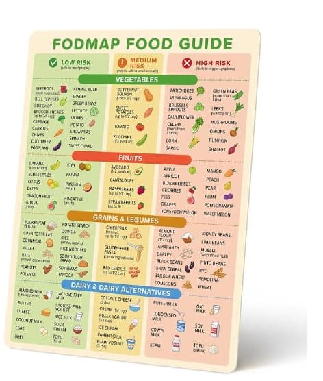 FODMAP Chart Fridge Magnet - Low FODMAP Food Cheat Sheet with Portion Sizes - Digestive Gut Health Fridge Accessories - IBS Diet Chart Refrigerator Magnet - Low FODMAP Diet for Gut Support IBS Relief