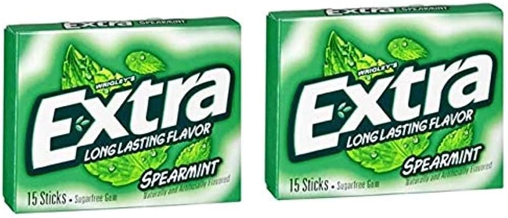 Wrigley's Extra Long Lasting Sugar Free Chewing Gum Spearmint Flavour 81g (Pack of 2)